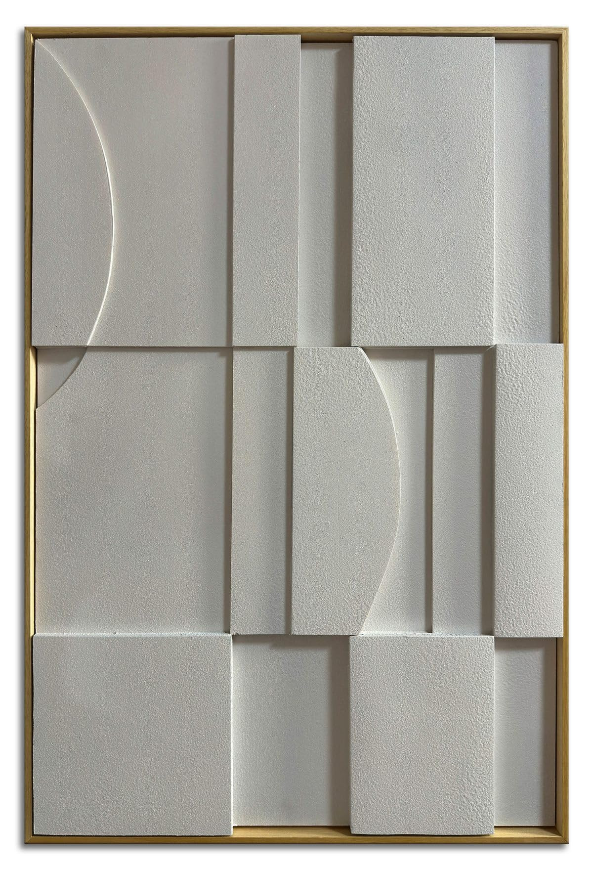 Slyart 3D White Textured Wall Art, Handmade Verical Abstract Relief Wall Art Framed Wall Decorati... | Amazon (US)