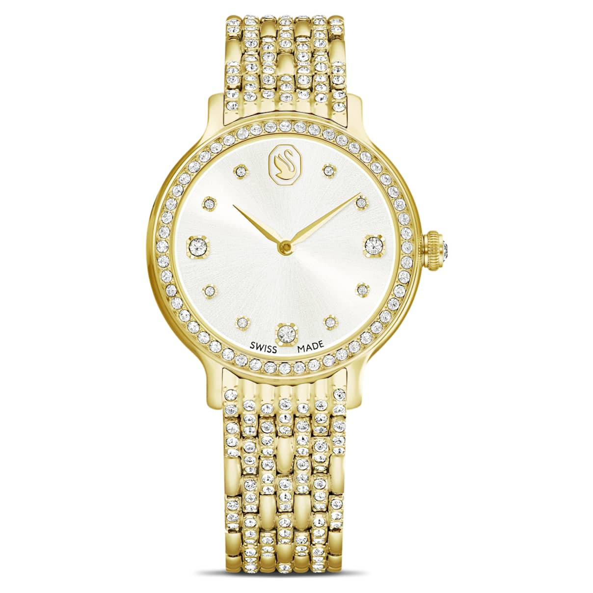Imber watch, Swiss Made, Metal bracelet, Gold tone, Gold-tone finish | SWAROVSKI