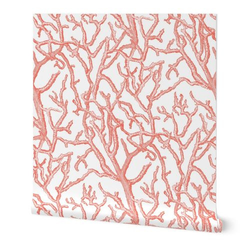 Coral Branches Pink and White | Spoonflower