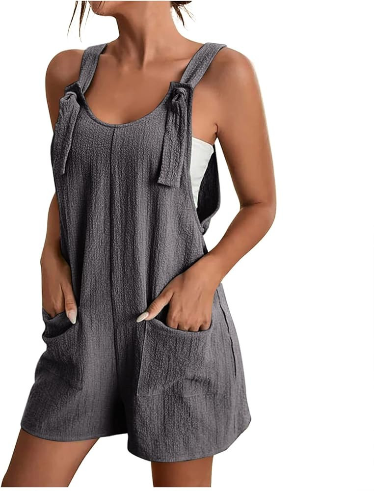 Rompers for Women 2024 Summer Short Jumpsuits Overalls Dressy Casual Sleeveless Boho Suspenders J... | Amazon (US)
