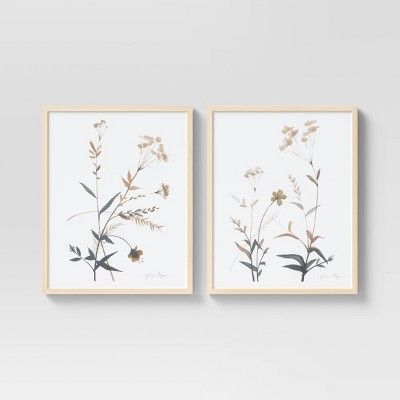 (Set of 2) 24" x 30" Wildflowers Framed Wall Art - Threshold™ | Target