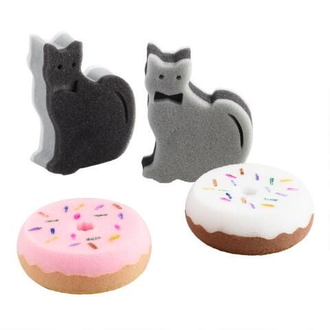 2 Pack Cat and Donut Sponges Set of 2 | World Market