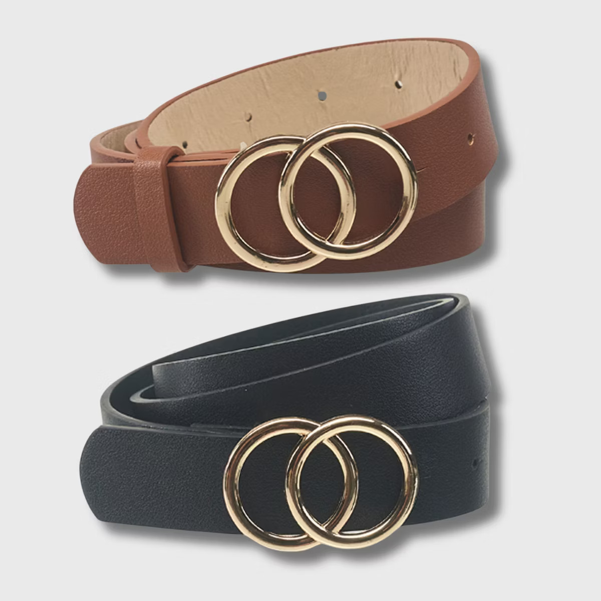 A Little Obsessed Youth Girls 2-Pack PU Leather Belts with Status Buckles (Size 6-12, Waist Size ... | Target