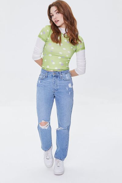 Recycled Cotton Distressed High-Rise Mom Jeans | Forever 21 (US)