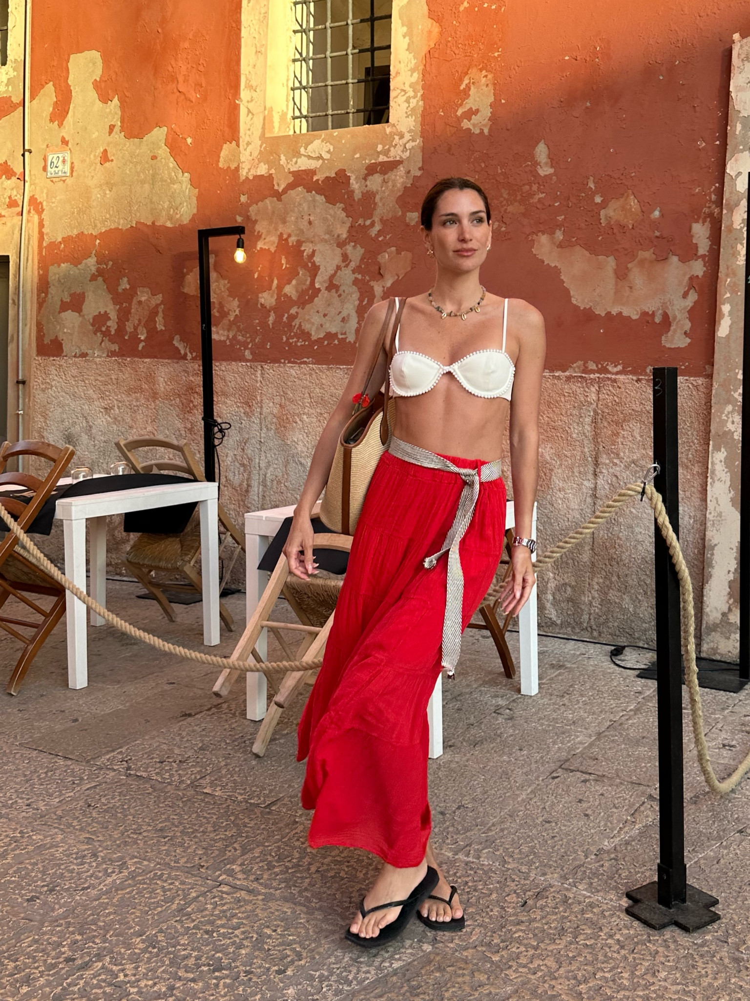 Summer outfit red skirt 