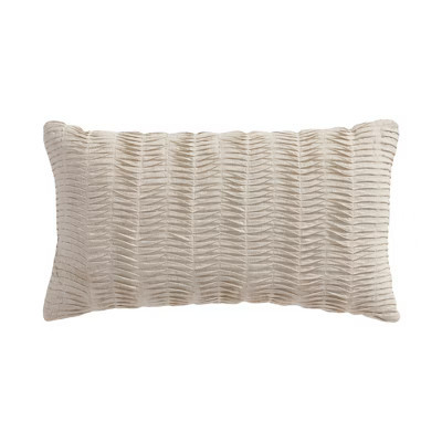 Spencer Plaid Neutral Pleated Pillow 12x22 - Levtex Home | Target