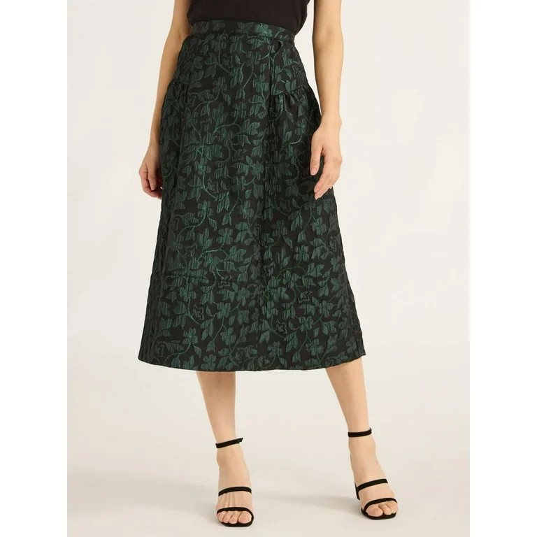 Scoop Women's and Women's Plus Jacquard Midi Skirt, Sizes XS-4X | Walmart (US)