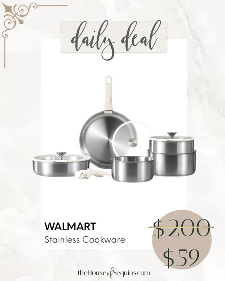 Shop Walmart deal on space saving Stainless Cookware Set! 