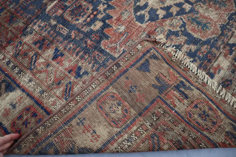 1900s Antique 5x7 Area Rug, Handmade Wool Rug, No Pile Distressed Faded Rug, Oriental Caucasian R... | Etsy (Global)