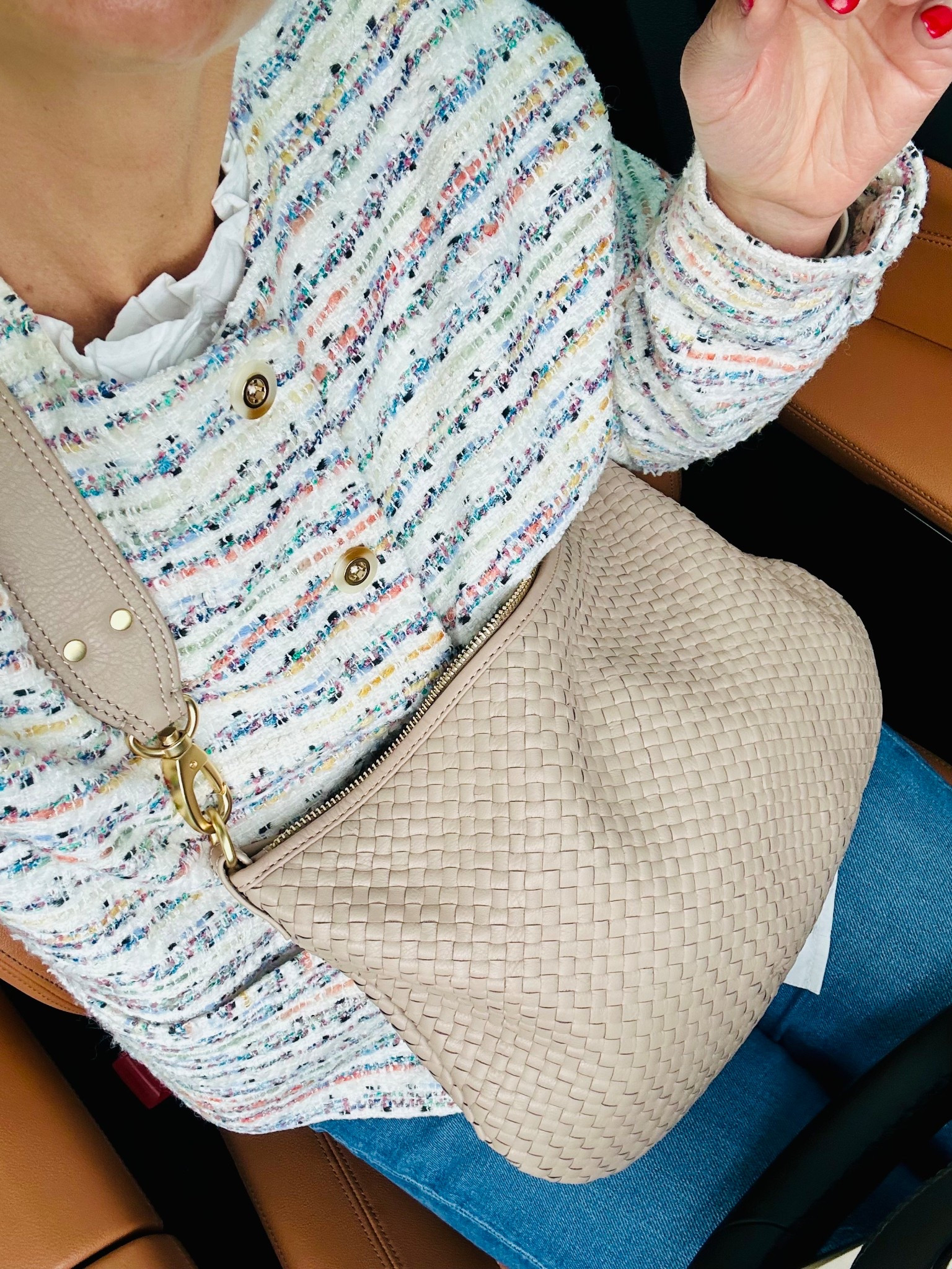 Let’s talk bags… I’m a lifetime lover of Clare V. I have multiple sizes + love them dearly but my cream woven Moyen Messenger needs a trip to the leather doctor so I have this in the interim from Quince. 

The hand + weave are definitely different but an absolutely fantastic replica of my beloved Moyen. I do love the longer shortie strap on the quince bag and pretend it’s simply a larger grande fanny.

You follow? If not, I’ll link all bags mentioned + you decide for yourself!


#LTKGiftGuide #LTKStyleTip #LTKWorkwear