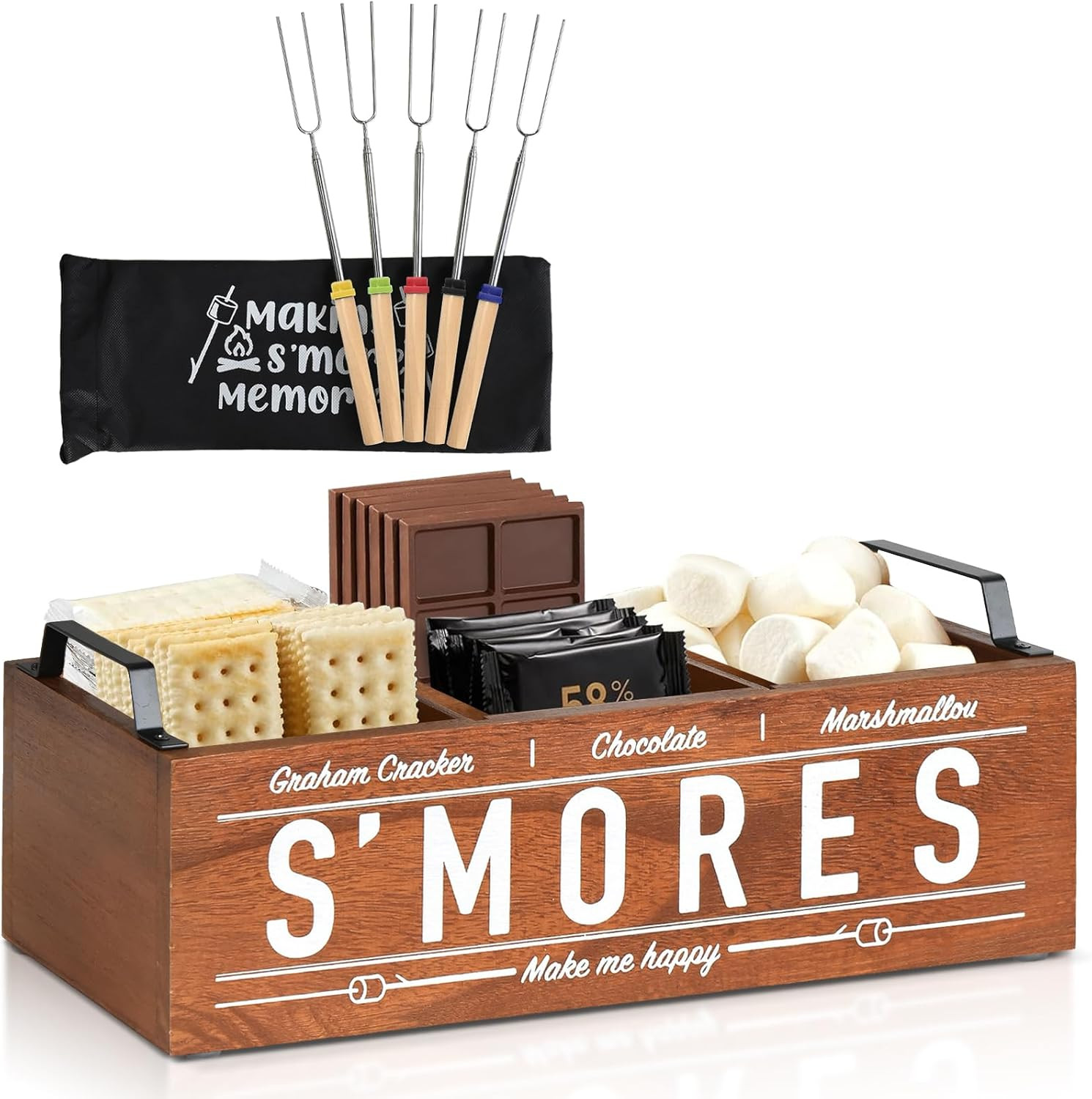 S'Mores Station, Farmhouse Smores Caddy with Handles, Smores Kit for Fire Pit Smores Maker Box, S... | Amazon (US)