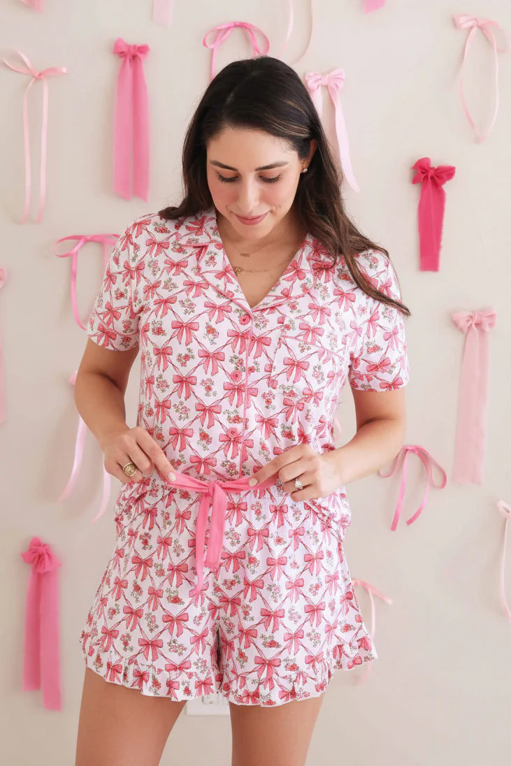 Women's Two Piece Short Lounge Set | Bow Besties | Caden Lane