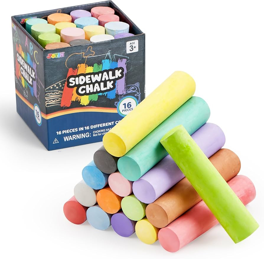 JOYIN 16 PCS Sidewalk Chalks Set Non-Toxic Washable Jumbo Chalk Bulk for Toddlers 1-3, Painting o... | Amazon (US)