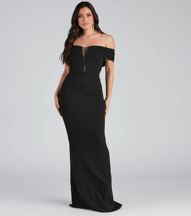 Olivia Formal Off The Shoulder Crepe Dress | Windsor Stores