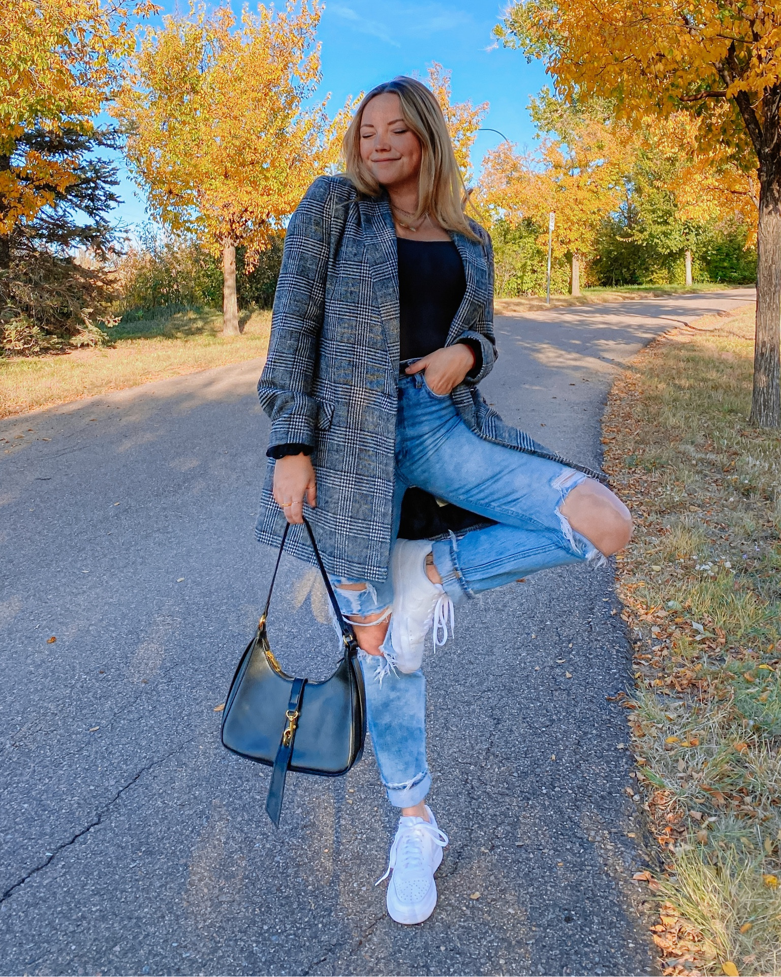 Elevated fall fashion look!

Distressed jeans, white sneakers, black bodysuit, blazer/coat and simple black accessories. 

Blazer is from Zara, but linked one similar, AGOLDE jeans on sale! 

#LTKfindsunder100 #LTKSeasonal #LTKstyletip