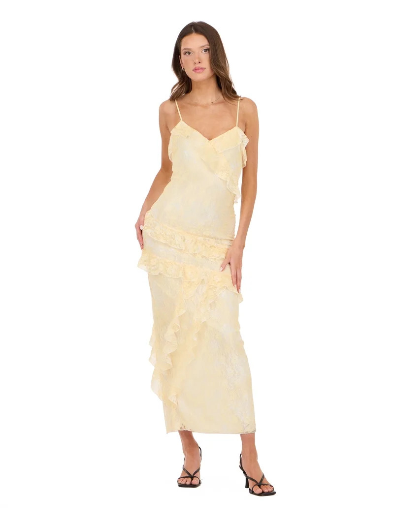 Forever 21 Women's Printed Maxi Dress with Ruffles, Sizes XS-XL | Walmart (US)