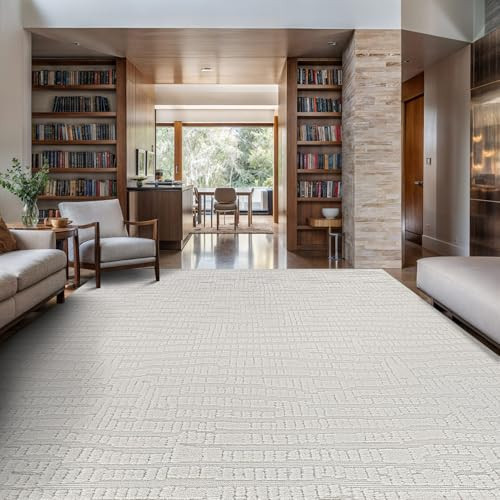 Luul Home Modern Micro Loop Indoor Area Rugs for Living Room Bedroom Kitchen Geometric Pebble White 5x7 Luxury Durable Low and High Pile Non-Shedding Stain Resistant Soft Area Carpet 5 x 7 | Amazon (US)