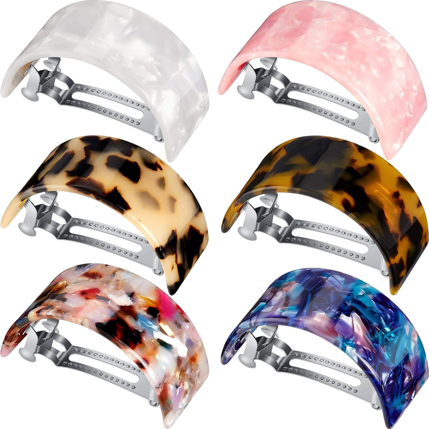 6 Pieces French Hair Barrettes Clip for Women Rectangle Ponytail Hair Barrette Semi Circle Spring... | Amazon (US)