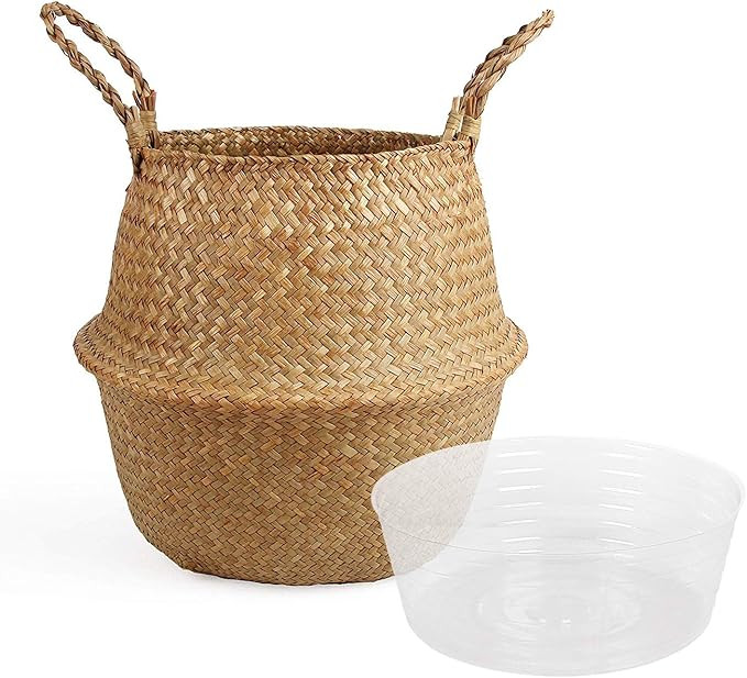 BlueMake Woven Seagrass Belly Basket with Handles for Storage Plant Pot Basket,Toy, Laundry, Picn... | Amazon (US)