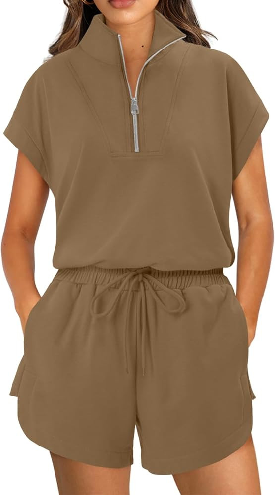 KISSMODA Two Piece Sets for Women Sweatsuit Casual Tracksuits Short Sleeve Tops and Shorts 2025 L... | Amazon (US)