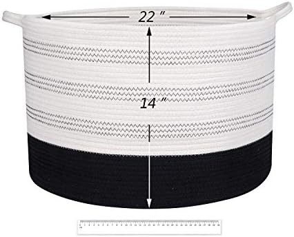 RUNKA XXXLarge Cotton Rope Basket 22" X 22"X 14" Blanket Basket for Living Room Woven Basket Soft Ba | Amazon (US)