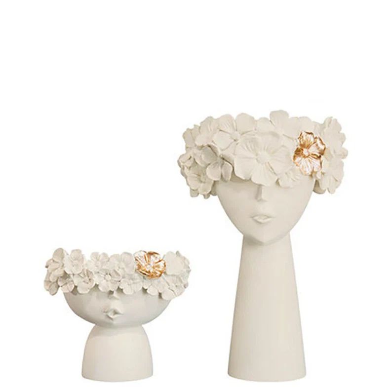 Set of Flower Wreath Girl Vase, Flower Crown Storage Box, Succulent Planter Doll Head Planter, Fl... | Etsy (US)