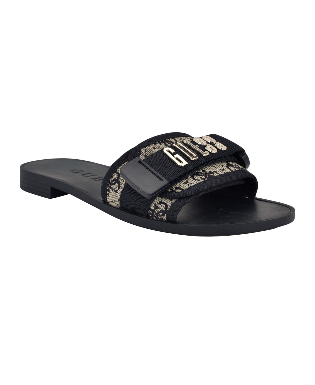 Guess Women's Elyze Quattro G Slip-On Slide Flat Sandals - Dark Blue Logo | Macy's
