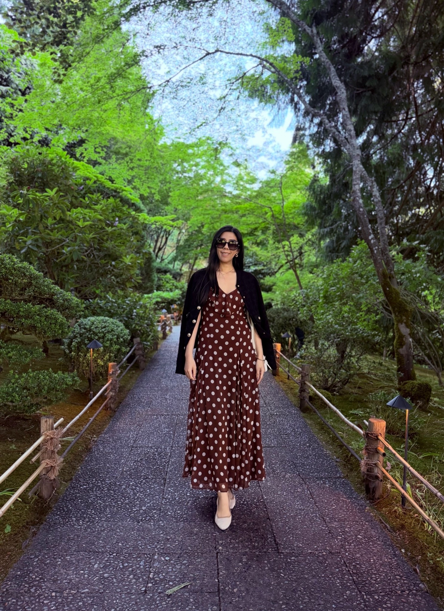 In my polka dot era! I went for an alternative and chose a brown dress with white polka dots. It has a v neck with ruffles that carry to the sleeves and the midi cut makes it much more elegant and conservative. It was a bit chilly so I tossed in a black bomber.

#polkadots #mididress #ruffledress #browndress #gardenparty

#LTKootd #LTKPetite #LTKSaleAlert