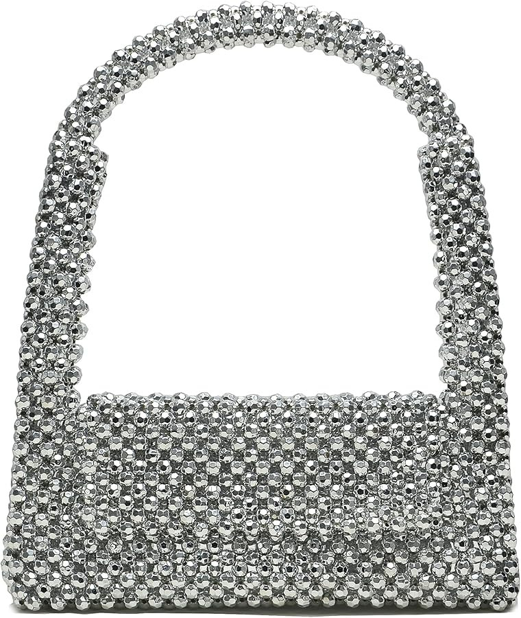 Miuco Pearl Bag Clutch Purses For Women Wedding Bride Purse Sparkly Glitterl Beaded Handbag | Amazon (US)