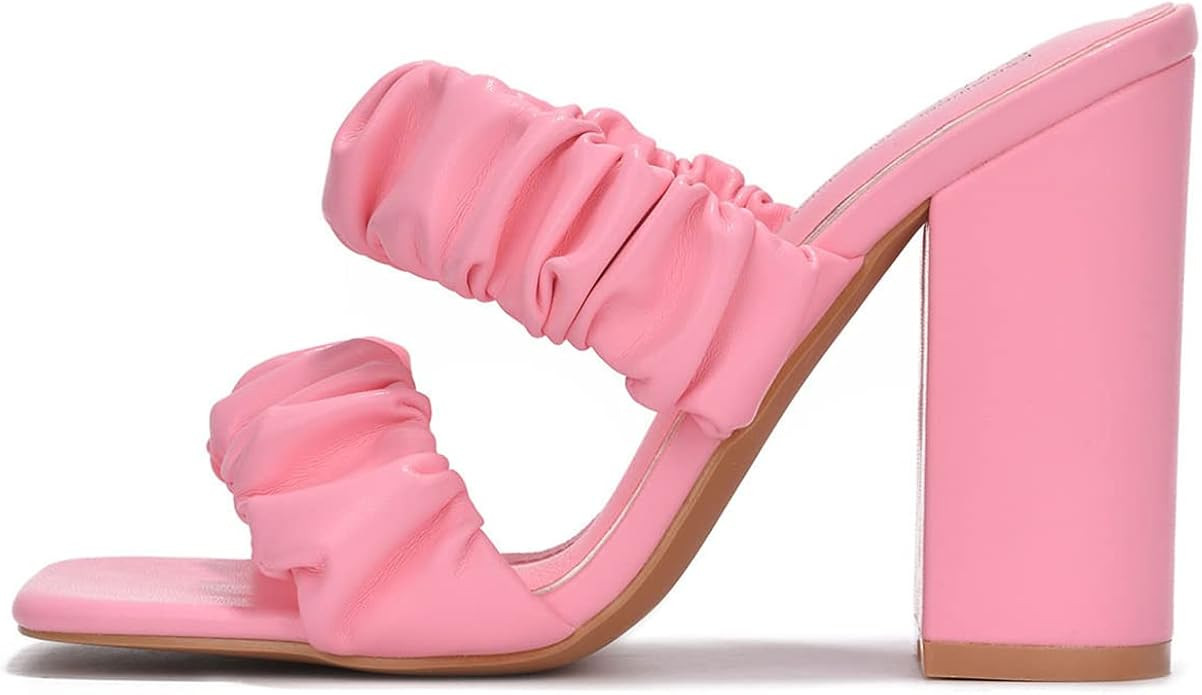 Cape Robbin RIE Del Chunky High Heels for Women, Strappy Shoes with Square Open Toe | Amazon (US)