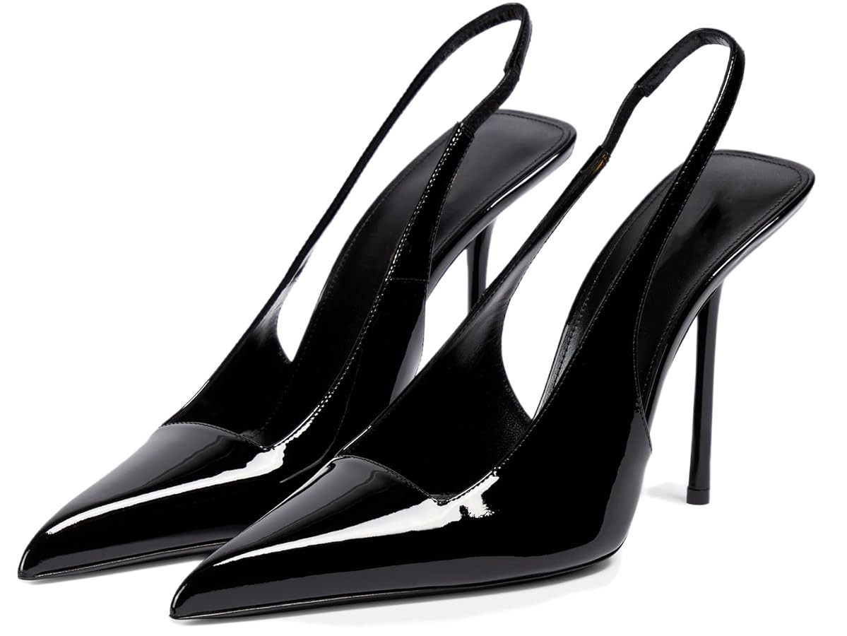 Slingback Heels for Women Pointed Toe Stiletto High Heels Stretch Slip on Backless Patent Leather... | Amazon (US)