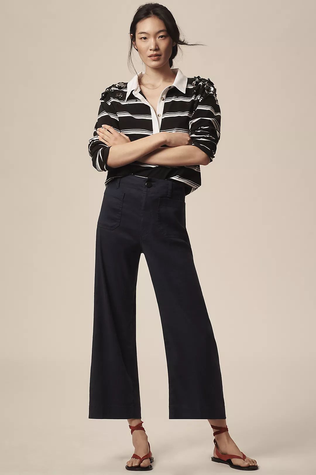 The Colette Cropped Wide-Leg Pants by Maeve: Linen Edition | Anthropologie (US)