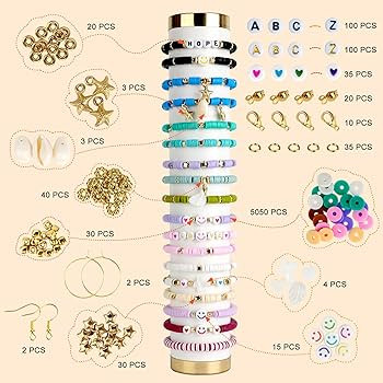 JQEEYGV 5500pcs Clay Beads Bracelet Making Kit 24 Colors Friendship Bracelet kit with Letter Bead... | Amazon (US)