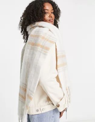 Topshop plaid scarf in neutral | ASOS (Global)