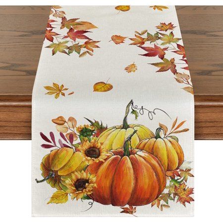 Fall Pumpkins Sunflowers Maple Leaves Thanksgiving Table Runner Seasonal Autumn Harvest Vintage Kitc | Walmart (US)