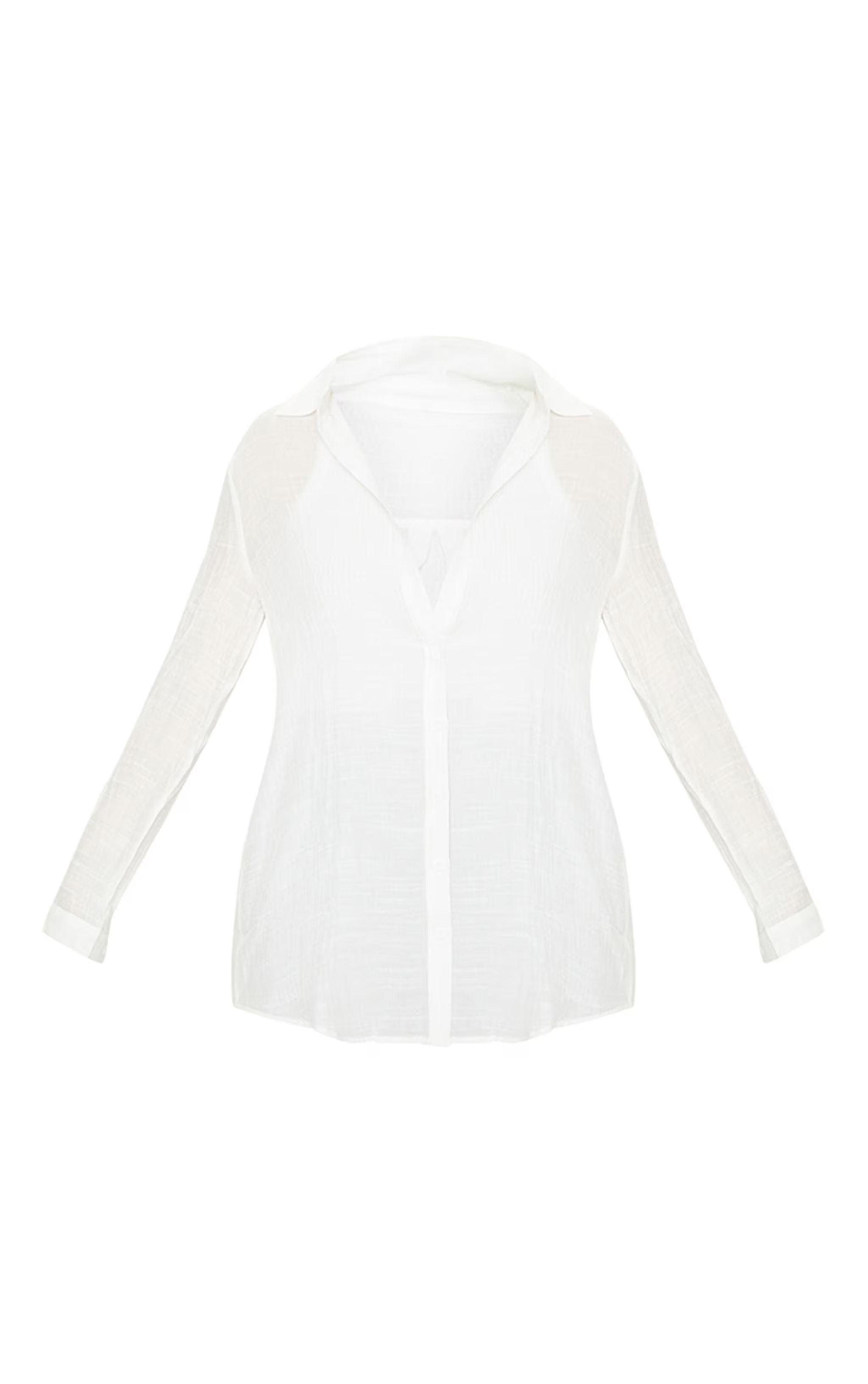 White Linen Look Oversized Beach Shirt | PrettyLittleThing US