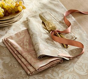 Stella Damask Organic Cotton Napkins - Set of 4 | Pottery Barn (US)