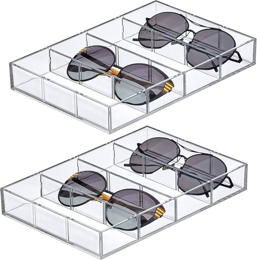 Amazing Abby - Soleil - 2-Pack Acrylic 4-Compartment Sunglass Organizer, Plastic Eyeglass Display... | Amazon (US)