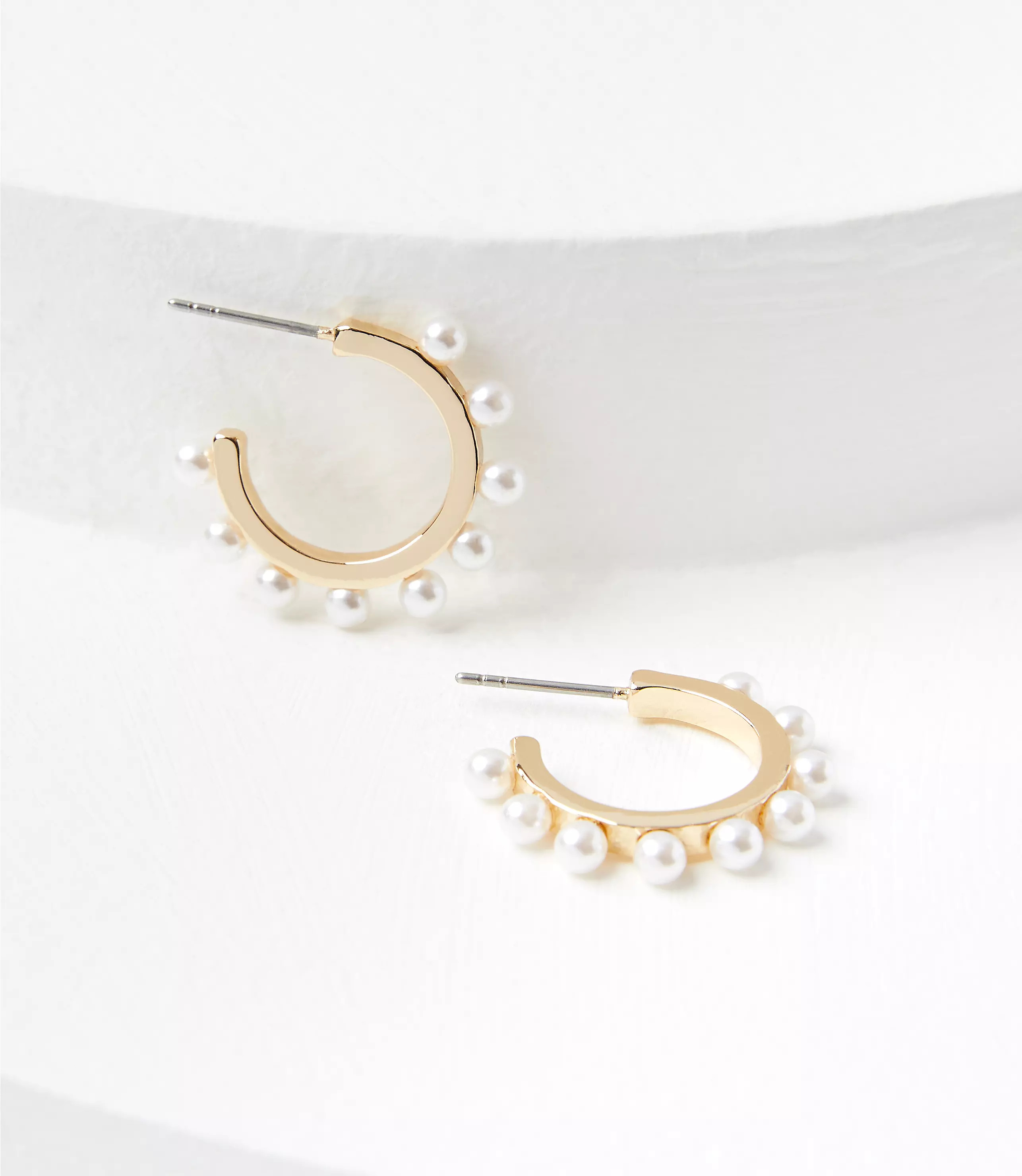 Pearlized Lined Hoop Earrings | LOFT
