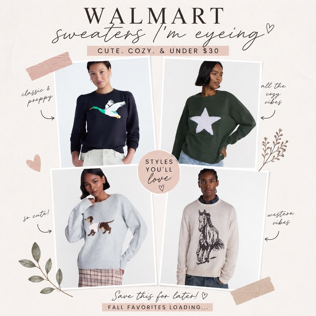 Walmart is coming for my wallet with these sweaters 😍🍂 So many cute finds for fall and I’m having a hard time picking a favorite! Which one are you grabbing? 👀

#WalmartFinds #WalmartFashion #FallFashion #AffordableFashion #LTKFinds

#LTKootd #LTKOver40 #LTKMidsize
