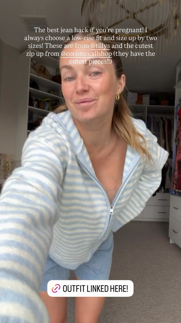 The best jean hack if you’re pregnant! I always choose a low-rise fit and size up by two sizes! These are from @tillys and the cutest zip up from @cocomccallshop (they have the cutest pieces!!)

#LTKootd #LTKBump #LTKgrwm
