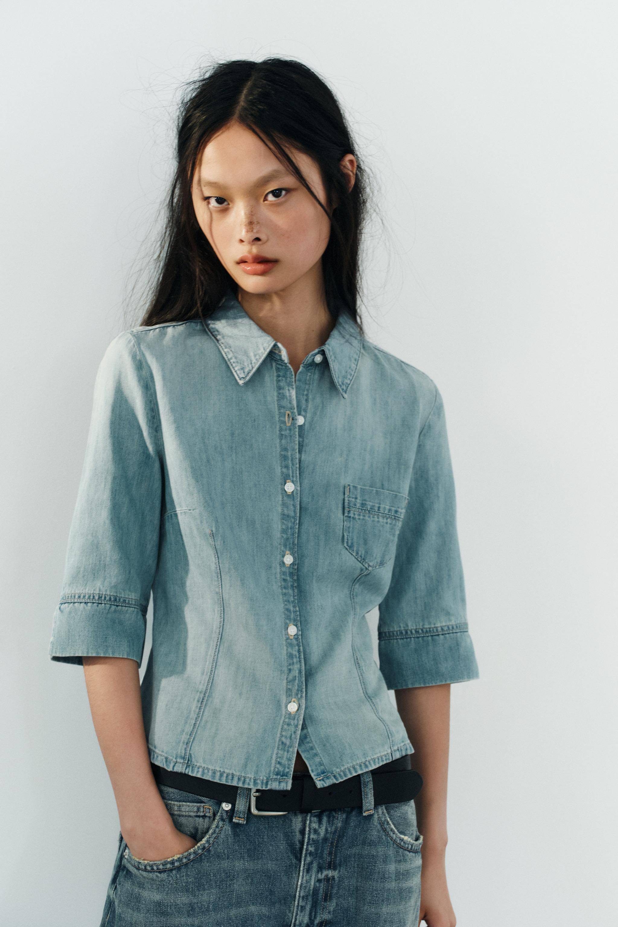 TRF FITTED DENIM SHIRT | Zara Canada