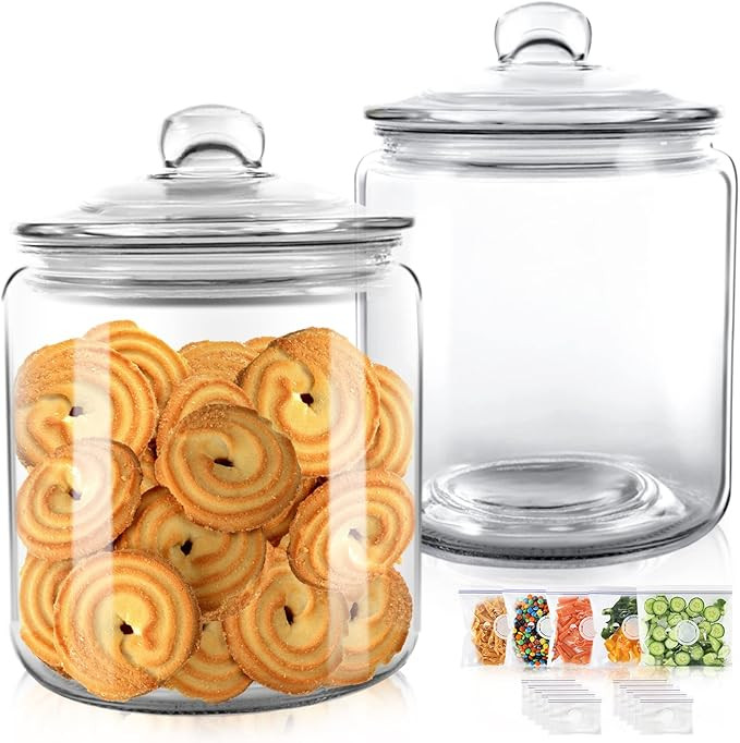 Masthome 2 Glass Storage Jars Set,1 Gallon Cookie Jar for Food Storage,Airtight Glass Jars with L... | Amazon (US)