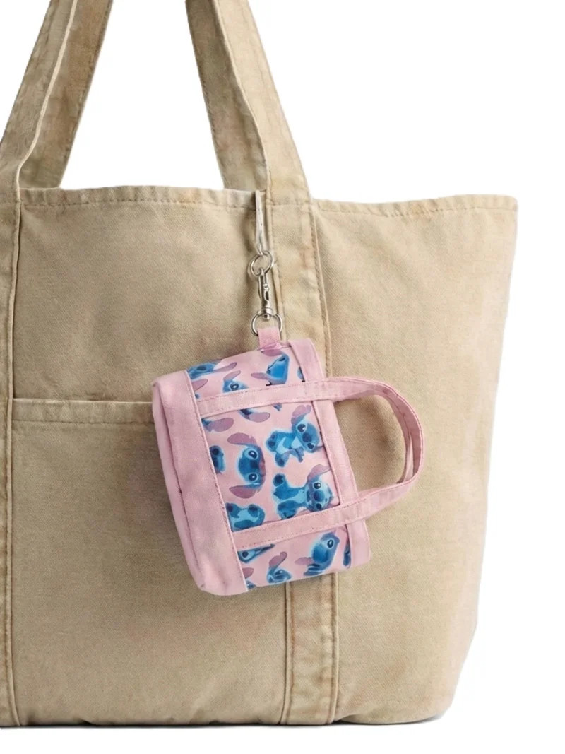 Disney Stitch Pink Mini Tote Bag Charm Coin Purse Keychain Accessory | Walmart (US)