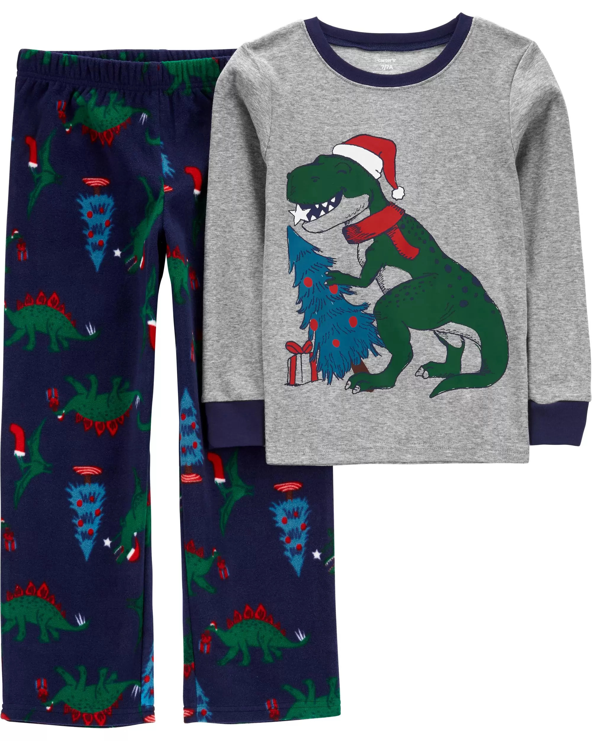 Kid 2-Piece Christmas Dinosaur Fleece PJs | Carter's