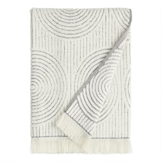 Gray and White Sculpted Spiral Morgan Towel Collection | World Market