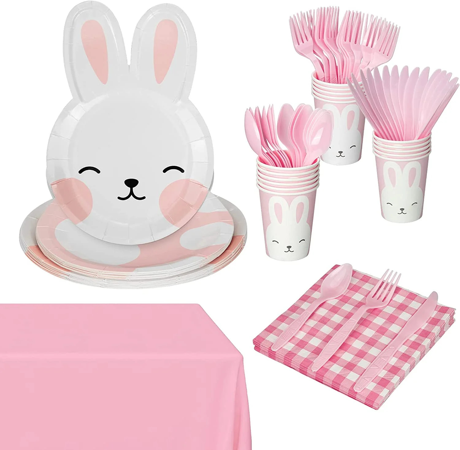 Juiluna 117Pcs Easter Disposable Dinnerware Set, Easter Pink Decorations Paper Plates, Easter Par... | Walmart (US)