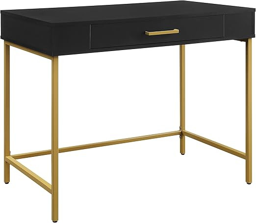 OSP Home Furnishings Modern Life Contemporary Writing Desk with Large Drawer and Gold Metal Legs,... | Amazon (US)