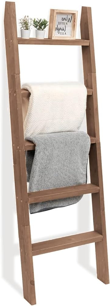 FUIN 5ft (58") Wood Blanket Ladder Living Room Decorative Wall Leaning Farmhouse Quilt Display Ho... | Amazon (US)