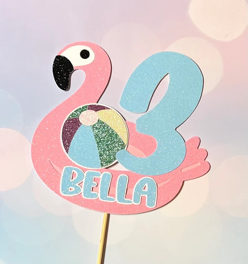 Personalized Pool Party Birthday Cake Topper Flamingo Cake Topper - Etsy | Etsy (US)